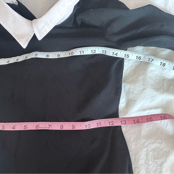 LAUREN RALPH LAUREN Stretch Knit Wednesday Addams Dress White Collar Cuffs XS - Picture 9 of 10